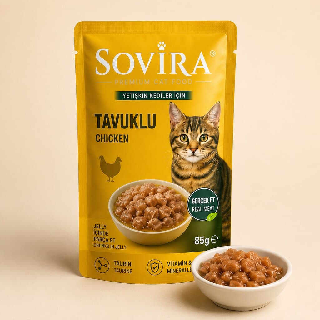 Sovira Yetişkin Kedi Poşet Mama – Tavuklu (85g)