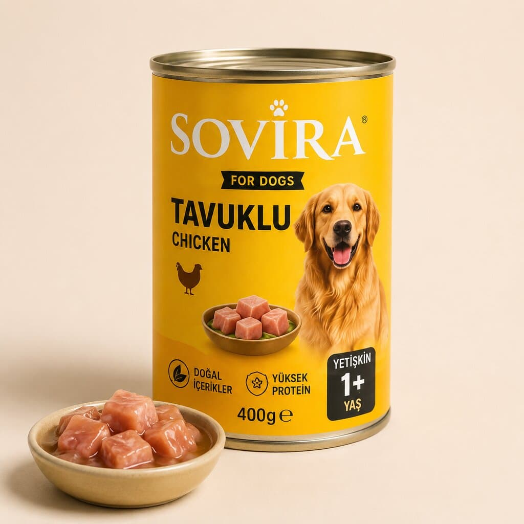 Sovira Yetişkin Köpek Konservesi – Tavuklu (400g)