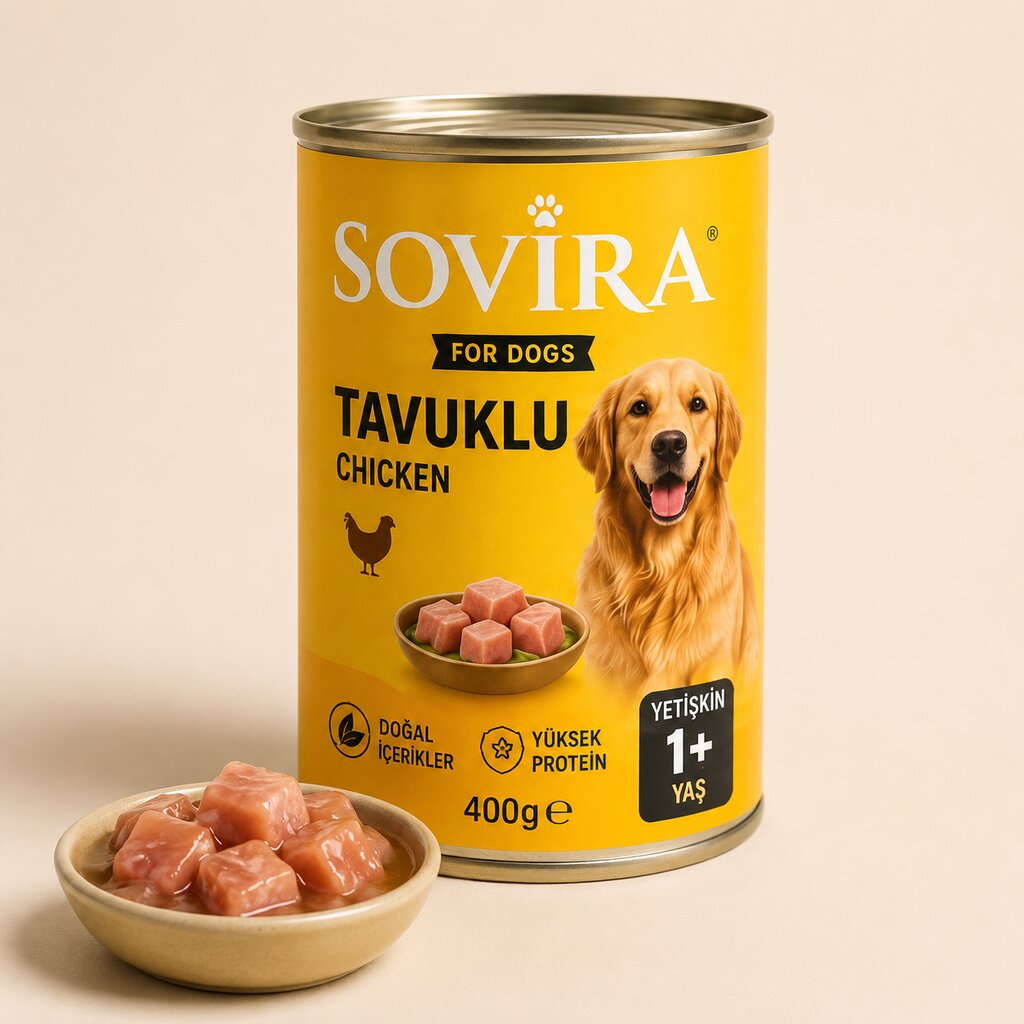 Sovira Yetişkin Köpek Konservesi – Tavuklu (400g)
